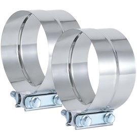 Vitonsbay 4 Inch Exhaust Clamp,4 In Lap Joint Exhaust Band Clamp Sleeve Coupler Stainless Steel (2Pcs)