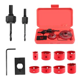 DONGFENGLION 11- Teiliges Lochsägen Set in Praktischer Aufbewahrungsbox, Lochkreissäge Set 19-64mm, Holz Lochbohrer, Schneiden Sowohl Durch Holz, PVC, Kunststoff, Gipskarton, Aluminiumblech 0.5mm