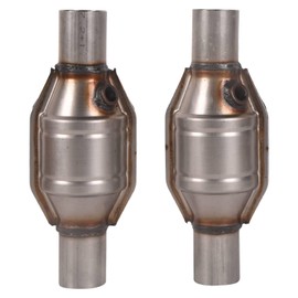 TOPAZ 2 pack 2.25" Inlet/Outlet Universal Catalytic Converter with O2 Port Heat Shield Direct-Fit EPA Compliant