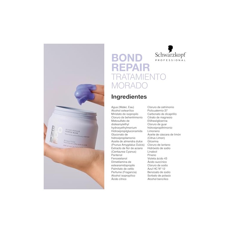 BLOND ME - Mascarilla Bond Repair Morado, Matiza Cabello Rubio