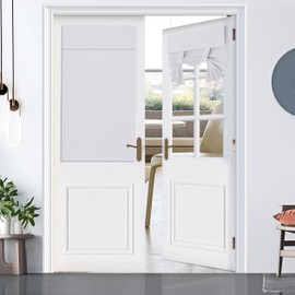 JMSUPNB French Door Curtains, Privacy and Room Darkening Door Curtains for Door Window, 26 X 33 Inch Thermal Insulated Shade Door Window Curtains for Bedroom, 1 Panel, Greyish White