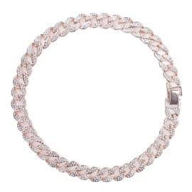 Cuban Necklace Men Women Stylish Elegant Shiny Rhinestones Hip Hop Necklace Jewelry Gift for Party (18inch)