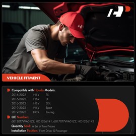 A-Premium Front Driver and Passenger Hood Hinges Compatible with Honda HR-V HRV 2016-2022, Front Left and Right Side, 2-PC Set, Replace# 60120T7WA01ZZ, 60170T7WA01ZZ