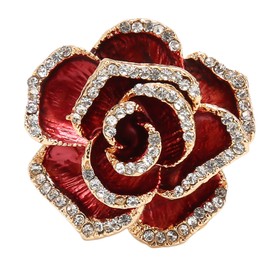 Women Flower Brooch Pin Petal Burgundy Wedding Exquisite Retro Alloy Rhinestone Petal Brooch Pin Party Elegant Exquisite Art Brooch for Women Brooch Simple Pin