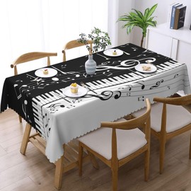 Reaocly - Mantel rectangular para llaves de piano y notas, mantel reutilizable, para fiestas, picnic, cena, decoración de 54 x 72 pulgadas