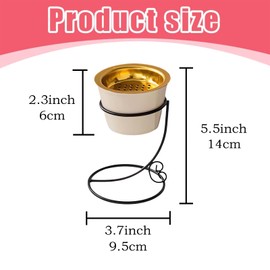 Incense Cone Holder, Ceramic & Iron Ash Catcher Burner for Modern Home Decor, Yoga Meditation Zen Spiritual Gifts​. (Beige)