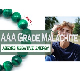 SIXDUTON Chakra Malachit Armband für Damen, Paar Freundschafts Armbänder Energiearmband Heilsteine Modeschmuck für Frauen Herren (10MM)