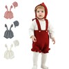 LAWKUL Baby Girl Clothes Knit Suspender Shorts Ruffle Flying Sleeve