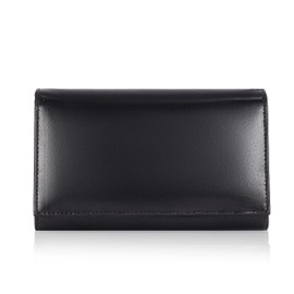 Hudson & James Ladies RFID Safe Leather Purse Card Women Wallet Zip Pocket (Black)