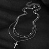 KBRPEY Necklace for Women Girls Pearl Cross Pendant Chain Classic