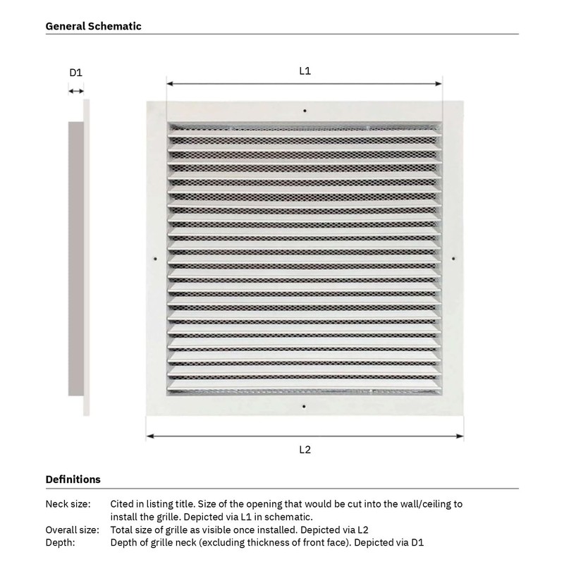 Byson Aluminum Return Air Grille Fixed Louvre White Powder Coating