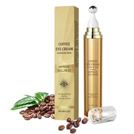 ALIIP Koffein Augenserum, Augencreme Anti-Aging mit 360° Massageball, Hyaluronsäure Augencreme Feuchtigkeitsspendende Augenpflege für Frauen und Männer, 20g