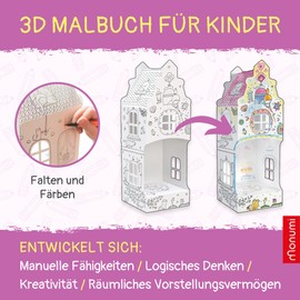 Monumi - 3D House Coloring, Creative Toy, Painting and Assembling Various House Patterns, 3D Coloring Picture, Paintable Cardboard House, DIY 2-in-1 - Pattern: Carrot Road