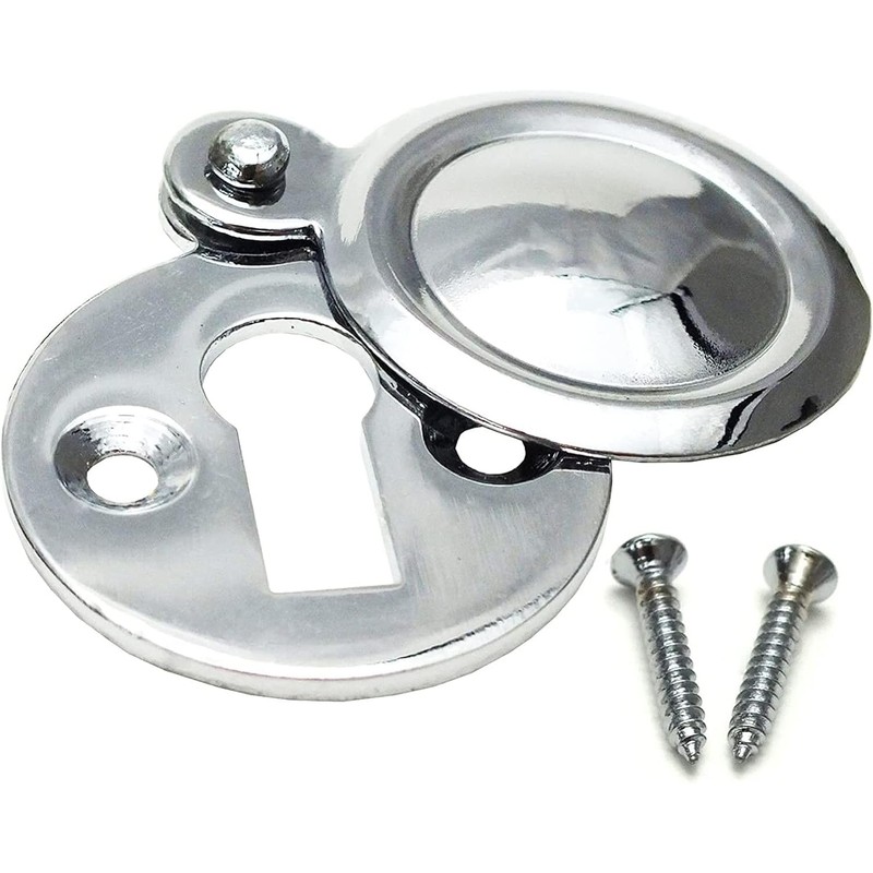 Victorian Keyhole Covered Escutcheon Chrome Covered Round Front Door Keyhole