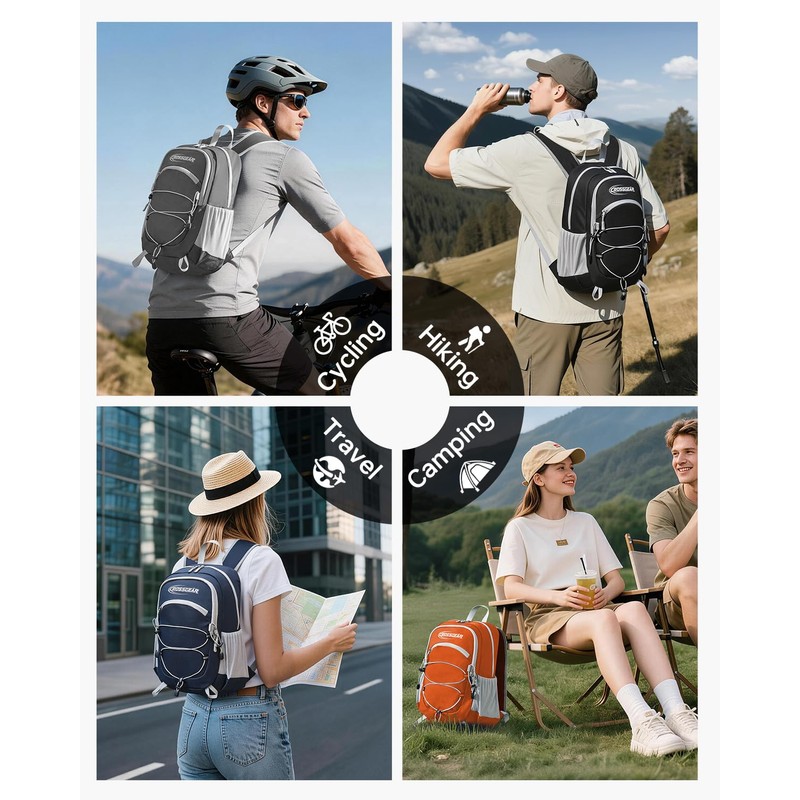 CROSSGEAR 24L Hiking Backpack, Lightweight Foldable Packable Daypack with RFID