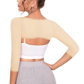 RDSIANE Upper Arm Compression Shaper Post Surgery Slimmer Sleeves Posture Corrector Tops Shapewear for Women (Beige, 3X-Large)