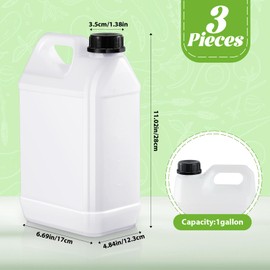 Ziliny Plastic Jug with Lids Square Empty Storage Containers Plastic Jar Containers for Water Sauces Soaps Detergents Liquids Cleaning Solutions (1 Gallon,Translucent Color with Different Lids,3 Pcs)
