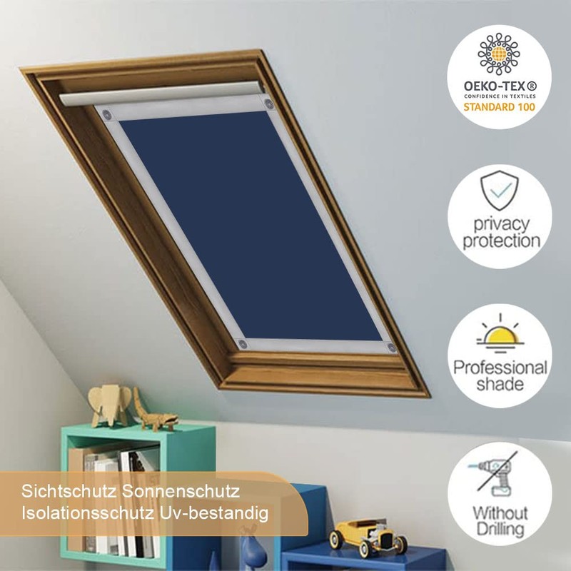 OBdeco Thermal Roller Blind, 100% Blackout Sun Protection, Blackout Roller