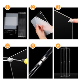 Geetery 8 Pieces Tall Acrylic Vase Wedding Centerpieces Clear Flower Stand Column Geometric Floral Vase Elegant Display Holder for Birthday Party Wedding Table Decorations (20 Inch)