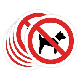 Sticker prohibited pack of 5 stickers 14 cm prohibition sign industrial laboratory sign (14 cm, dogs)