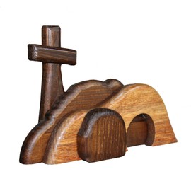 VINAER The Empty Tomb Easter Scene and Cross Decoration, Wooden Empty Tomb Easter Decor Jesus Tomb for Religious Home Office Desktop Decoration