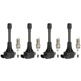 ITOPUP UF-549 C1696 5C1753 Ignition Coil Coils Pack iridium Spark Plugs Compatible for Nissan for Altima Cube Rogue Sentra Versa NV200 1.6L 1.8L 2.0L l4 set of 4