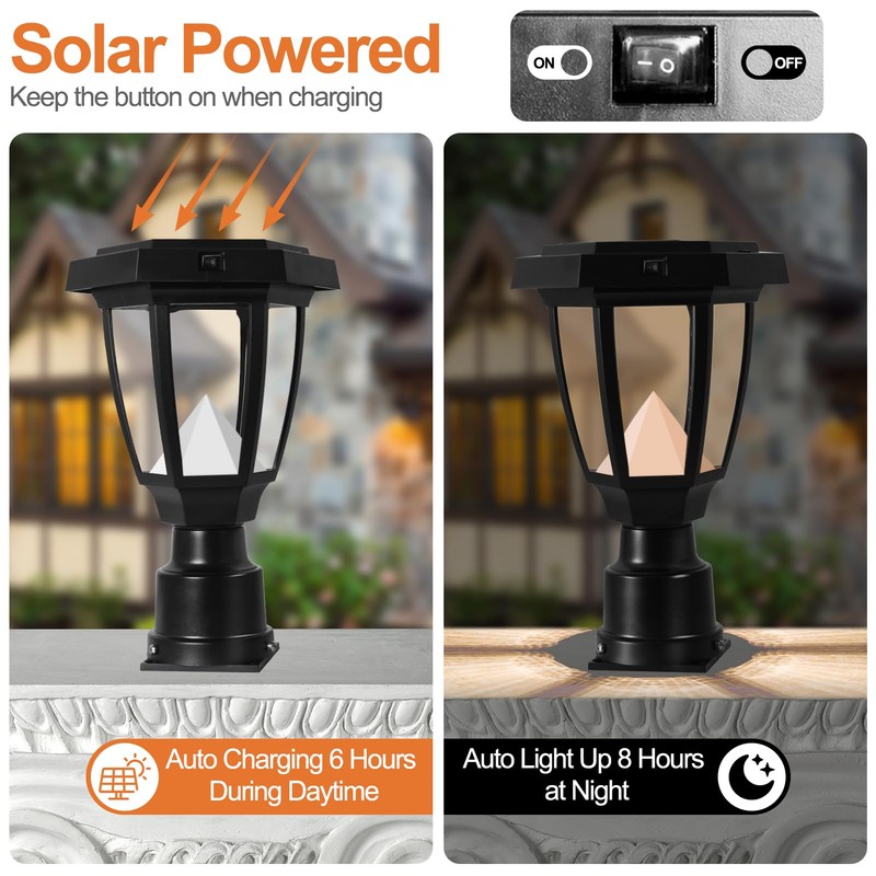 FUDESY Solar Lamp Post Light Outdoor, Waterproof LED Fence Post