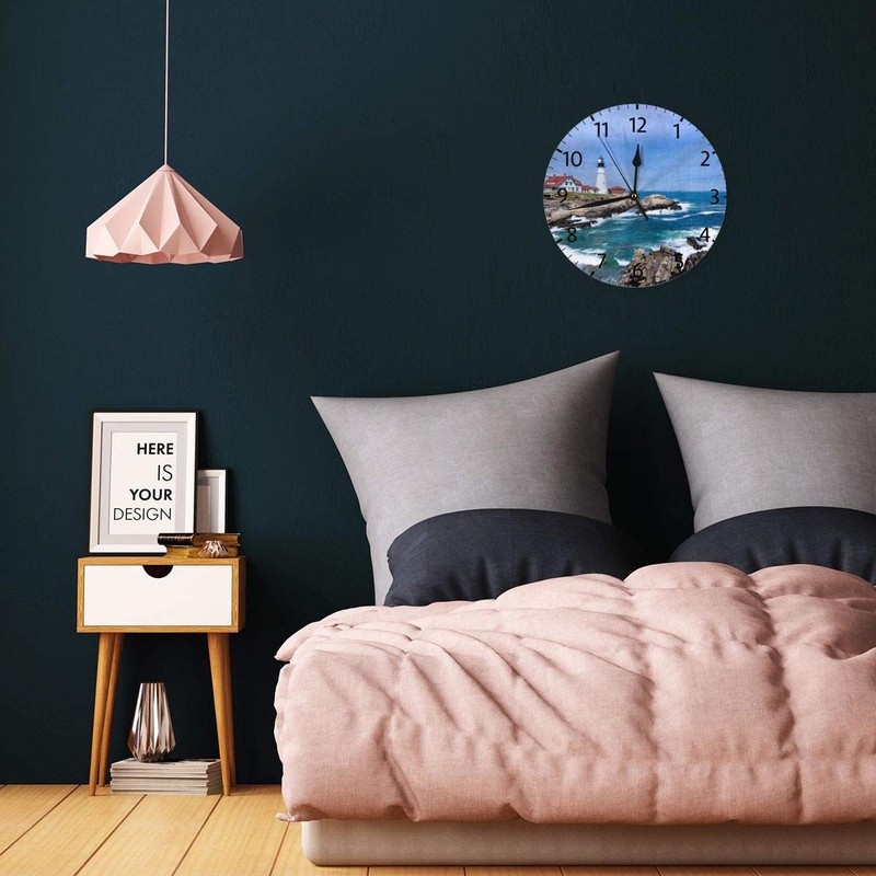 Mount Hour Home Decor Lighthouse Round Wall Clock Acrylic Silent