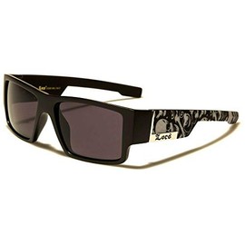 Locs Square Skull & Bones Matte Black Wrap Around Sunglasses
