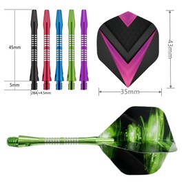 Darts Flight And Dart Aluminum Shaft Set, 30 Pcs Dart Flights And 15 Pcs Dart Aluminum Shafts, 20 Pcs Rubber O-Rings, Darts Flights Portector | Professional Dart Accessories (Multicolor)