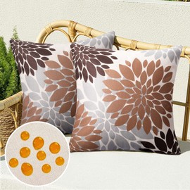 Cushion Cover Filling Sofa Cushion Cover Set of 2 Decorative Cushion Covers Dahlia Abstract Outdoor Couch Cushion Decorative Cushion Covers Linen for Bedroom Sofa Chair Bed Garden, Brown, 50 x 50 cm