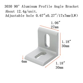 Tsnamay 3030 90°Aluminum Profile Angle Bracket 2 Hole 90 Degree Silver L Shaped Bracket Corner Brackets 3030 Series Aluminum Profile,6Pcs