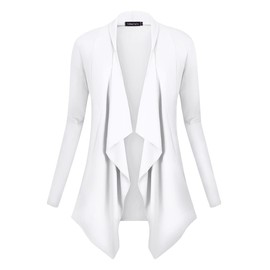 Urban CoCo Women's Vogue Long Sleeve Irregular Hem Open Front Cardigan (White, XL)