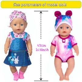 ebuddy Set of 10 Doll Clothes Accessories for 43 cm / 17 Inch Newborn Baby Dolls Including a Denim Dress Bikini Outfit (Not a Doll)
