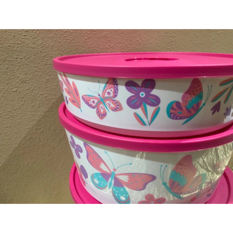 New Tupperware UNIQUE Butterfly & Flowers Theme Ilumina StacknStore Set
