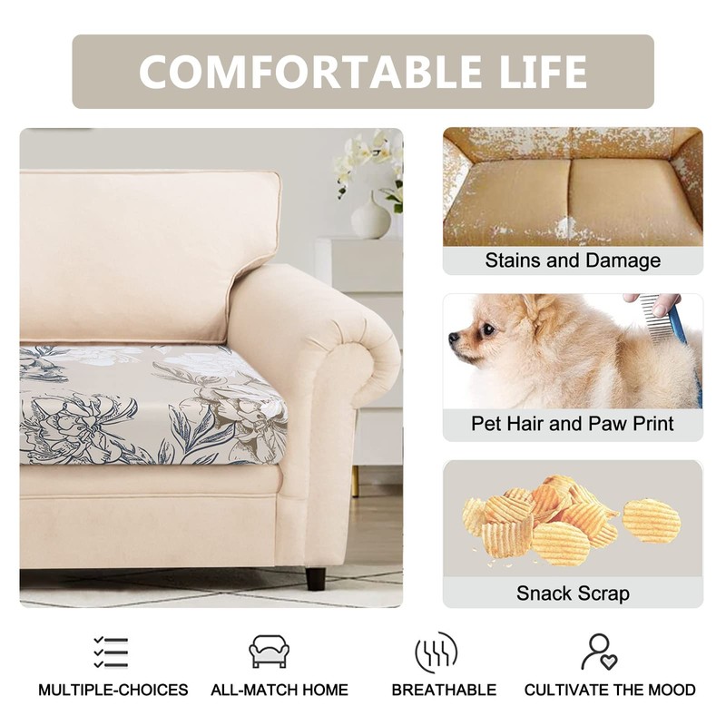 SearchI Stretch Printed Sofa Couch Cushion Covers Replacement Chair Cushion