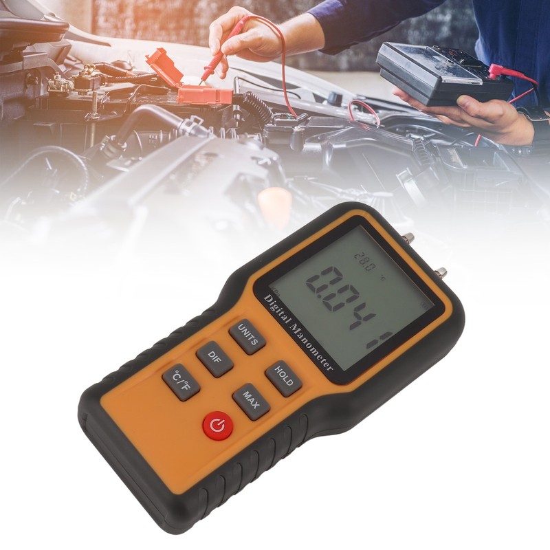 Engine Digital Manometer Differential Gauge High Precision Dual Port HVAC