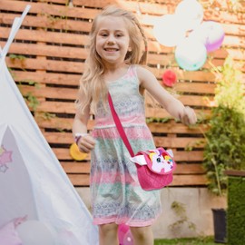 TENDYCOCO Shoulder Bag Unicorn Messenger Purse Cute Handbag Mini for Girls Children, rose, 14X13X5CM