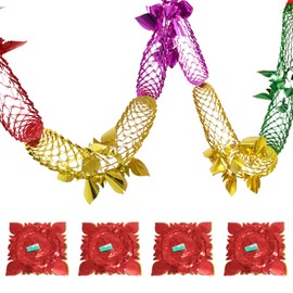 4Pcs Christmas Ceiling Decorations, Christmas Foil Garland Festive Hanging Swirl Decorations for Indoor Outdoor Christmas Decorations Supplies,9ft