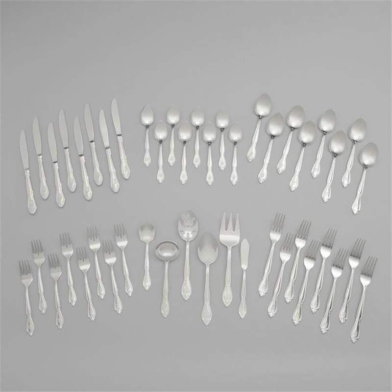 RiverRidge Rose Monogrammed Flatware Set 46 Piece Silverware - B