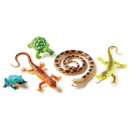 Learning Resources Jumbo Reptiles & Amphibians - Tortoise, Gecko, Snake, Iguana, Snake, and Tree Frog, Jungle Zoo Animals Figurines, Party Gifts for Boys and Girls, Montessori Pretend and Play