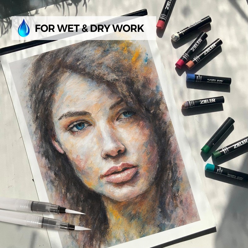 Zieler 24 Artists Soft Water-soluble Oil Pastels | For Dry