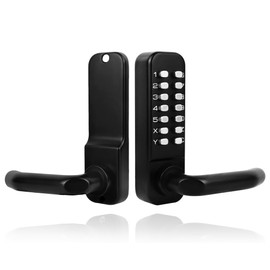 Gertrdti Keyless Entry Handle Set, Stainless Steel Keypad Front Door Lock, Weatherproof Digital Code Lock (Black)