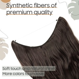 Secret Headband Wire in Natural Hair Extensions Rubber Band Straight Curly Wavy Hairpieces Brown Blonde Ombre for Women 24" Straight - Medium brown