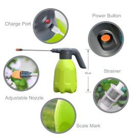 HIFAY ES2-PRO Electric Spray Bottle 2L/0.5Gallon, Rechargeable Battery Powered Sprayer Spray 60 Bottles On a Single Charge, Automatic Plant Mister，Pump Sprayer,Indoor Watering Can for Plants