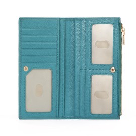 GOIACII Women's Large Leather Wallet with RFID Protection, blue