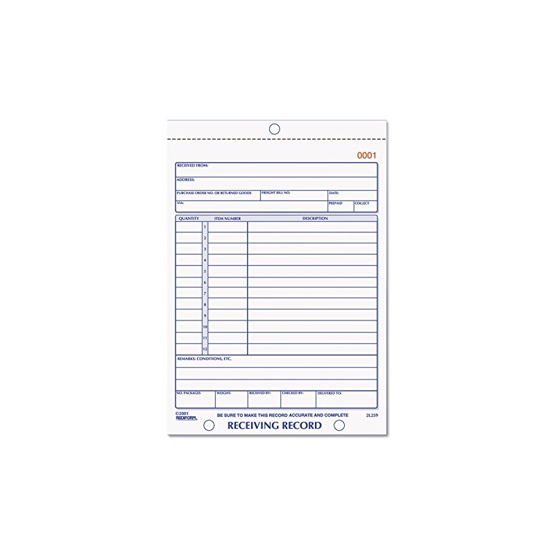 Rediform Libro de registro de recepción, sin carbono, 5.5 x
