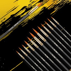 12 Pieces Fine Artist Paint Brushes Fine Detail Brushes Miniature Brush with Black Handles for Acrylic Nail Models Oil Watercolor Painting