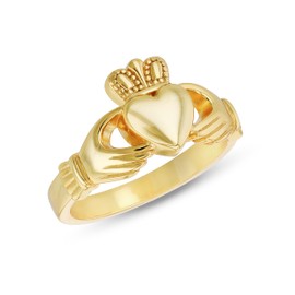 Tuscany Silver Women's Sterling Silver Gold Plated Medium Claddagh Ring #N