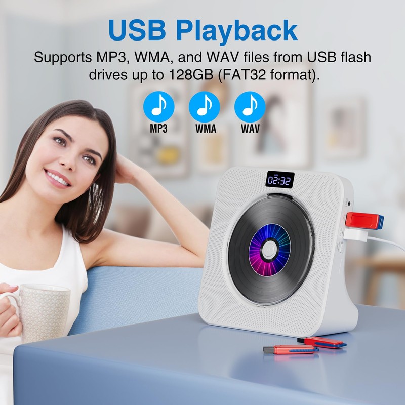 MEGATEK Portable CD Player Bluetooth for Home, Desktop CD Player